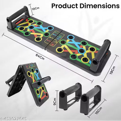 10in1 Portable Board with Strong Grip Handle for Chest Press Home & Gym Exercise Push-up Bar